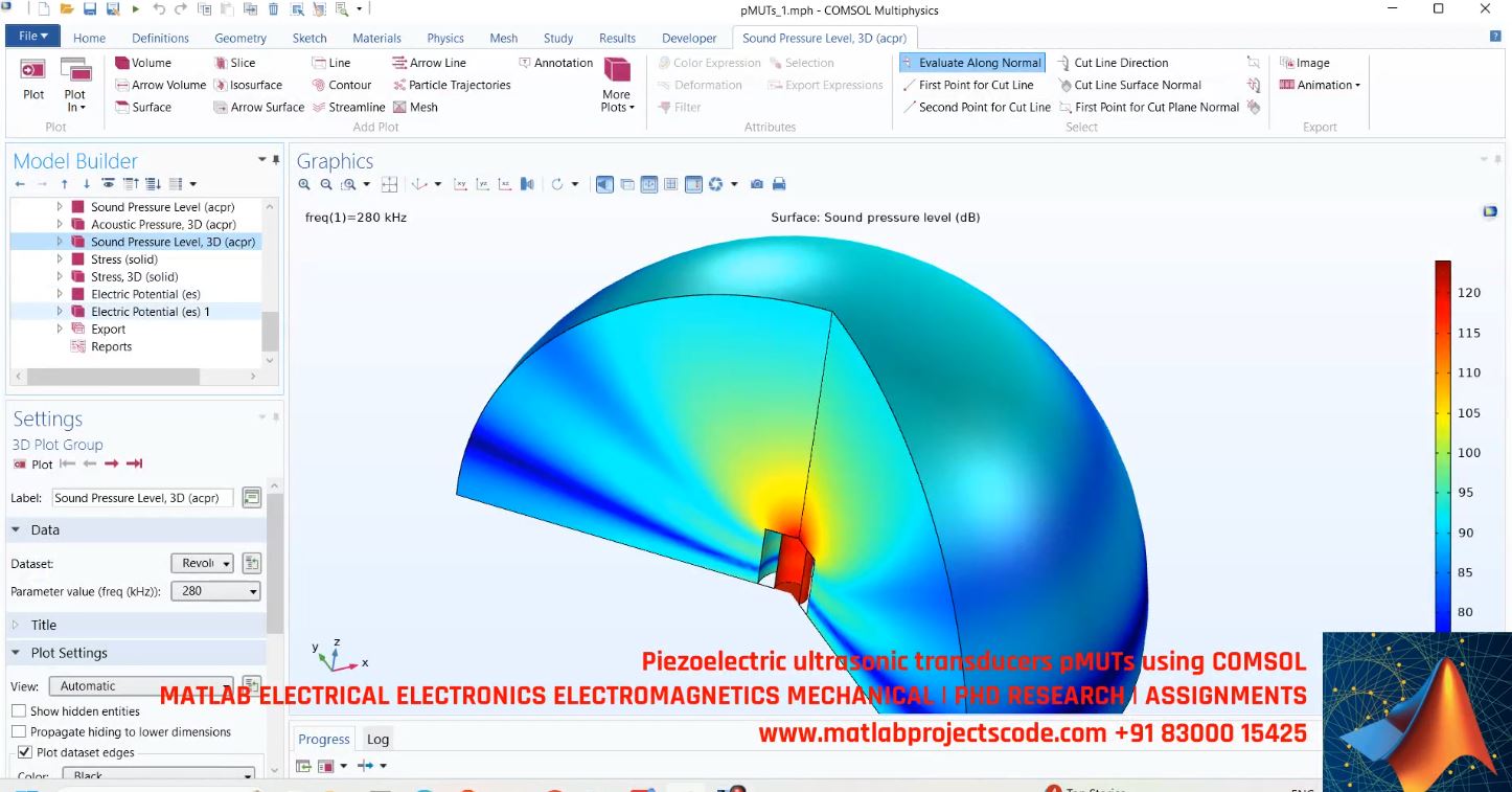 Piezoelectric ultrasonic transducers pMUTs using COMSOL
